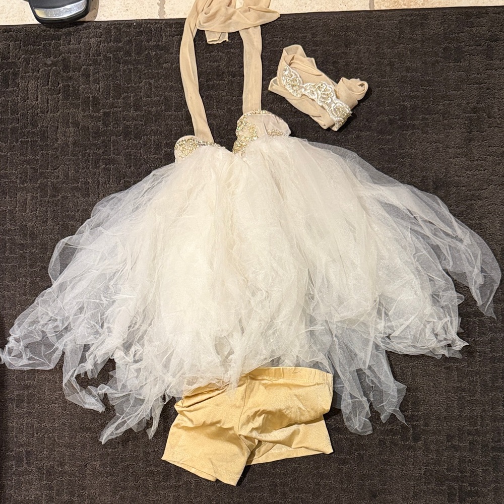 Elegant White and Gold Kids Costume